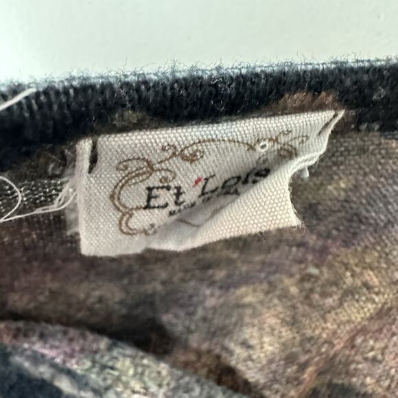 Et Lois Top Shirt Womens Small Multicolor Floral Art Brushed Knit Boxy Oversized - Picture 5 of 9